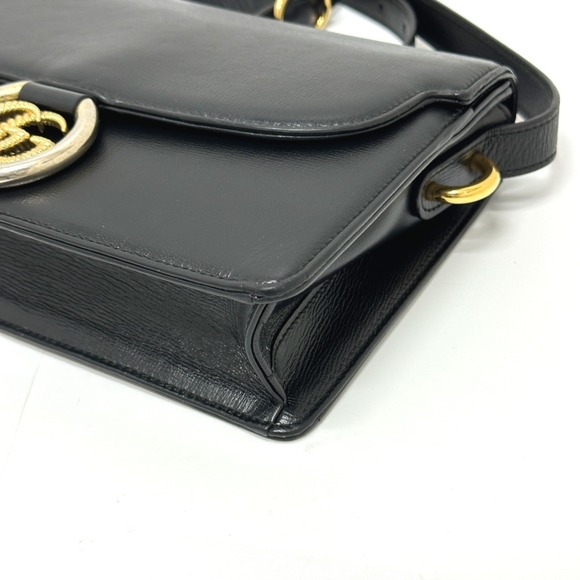 GUCCI Authentic Black Leather GG Marmont Shoulder Bag - Picture 4 of 16